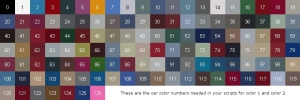 List of available car colors